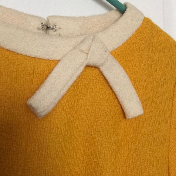 Vintage 1960s Yellow Wool A-Line Dress - Picture 2 of 11